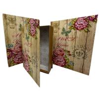 Set da 3 pezzi, falso libro scatola in cartone con decori floreali -La Ginestra Pollenza