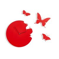BUTTERFLY red wall clock + 3 butterflies new brand Domeniconi