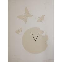 Butterfly avorio orologio a parete + 3 farfalle Domeniconi