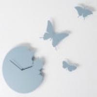 BUTTERFLY azzurro Orologio a parete + 3 farfalle da appendere al muro