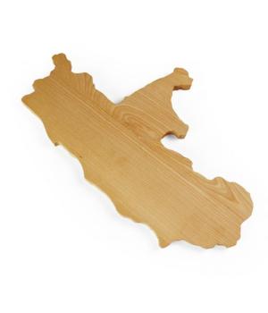 Wooden cutting board  in the shape of the Lazio region