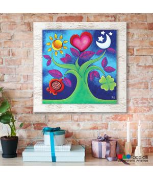 Tree of Life Fine-Art Print on Wood with Frame Artistic Facciolli