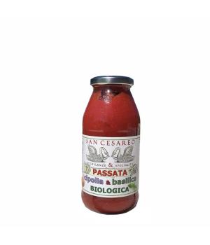 Tomatensauce mit Zwiebeln und Basilikum BIO San Cesareo, um Ihre Gerichte zu ber