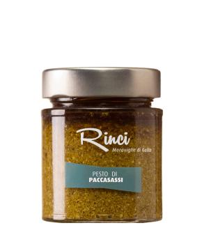 Italienische Paccasassi-Pesto aus zerkleinertem Conero-Seefenchel
