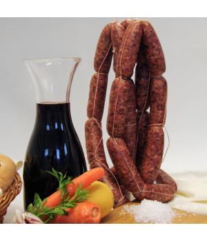 Fresh liver sausages handcrafted Recchi Italian pig raised on the farm