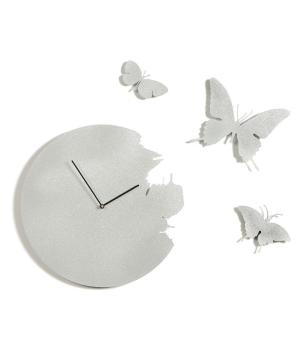 BUTTERFLY aluminum Wall clock + 3 butterflies Domeniconi