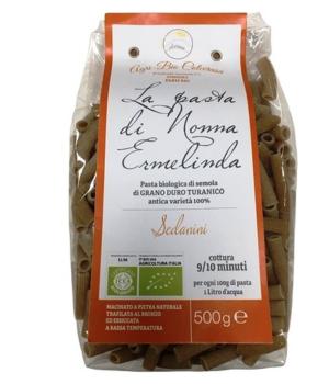Sedanini organic short pasta Turanico durum wheat semolina Agri-Bio Colcerasa