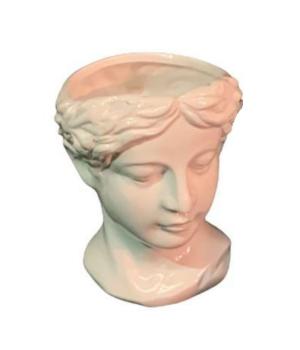 Vaso volto di donna in ceramica bianca lucida - La Ginestra Pollenza