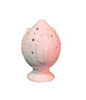 Pigna decorativa in ceramica colore bianco con luce interna a batteria - La Ginestra Pollenza