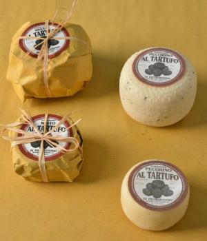 Italian mixed milk cheese with truffle family's dairy Di Pietrantonio