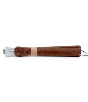 Pan handle K575 XL in light/dark two-tone beech wood Luchetti collection design and quality made in Italy