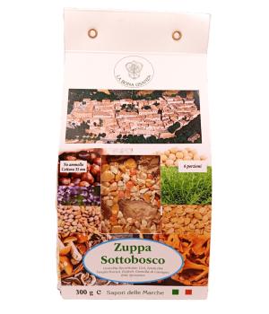 Zuppa Sottobosco legume soup La Bona Usanza with aromatic herbs, mushrooms and chestnuts