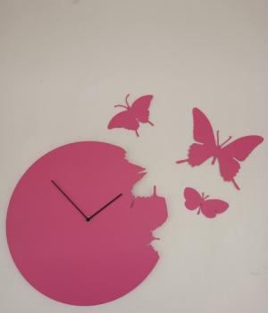 Butterfly ciclamino orologio rotondo completo di un kit di 3 farfalle Diamantini Domeniconi