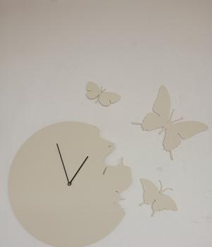 Butterfly avorio orologio a parete + 3 farfalle Domeniconi