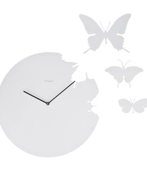 BUTTERFLY bianco Domeniconi Orologio a parete + 3 farfalle