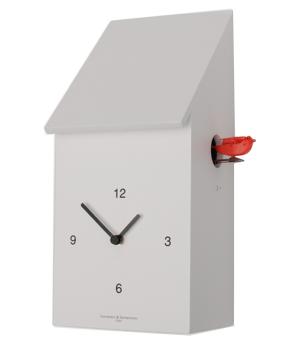 HALF TIME white Cuckoo Wall Clock the bird comes out of the side