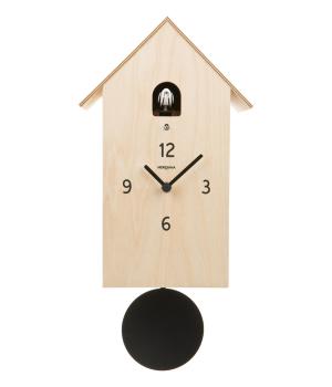 ZUBA birch Wood Cuckoo Pendulum Wall Clock Domeniconi