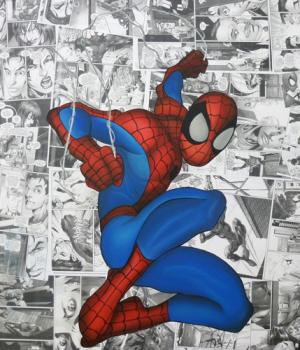SPIDER MAN Hand auf Leinwand gemalt Einzigartige Arbeit