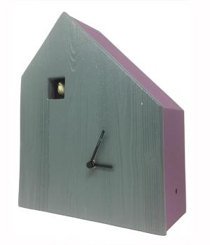 CEMENTO purple Cuckoo Wall or Mantel Mounted Clock concrete front side