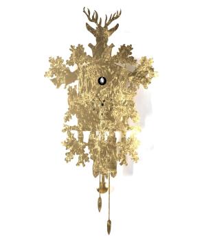 CUCU gold LEAF Luxury design cuckoo clock Domeniconi
