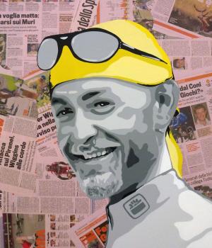MARCO PANTANI Hand-painted Canvas Certificate of Authenticity