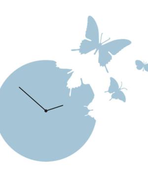 BUTTERFLY azzurro Orologio a parete + 3 farfalle da appendere al muro