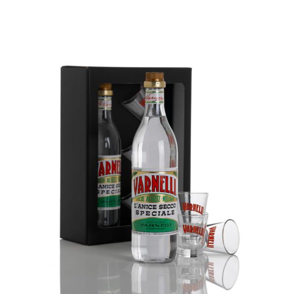 Open Glass Varnelli liquore anice secco + 3 bicchierini vetro