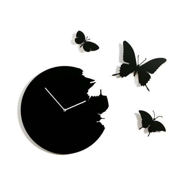 BUTTERFLY nero Domeniconi Orologio a parete + kit 3 farfalle