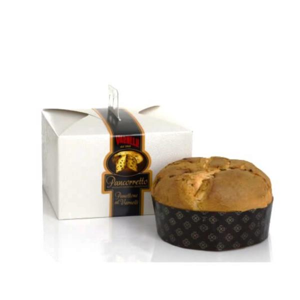 Pancorretto pastry specialty with raisins and Varnelli variant classic Christmas panettone