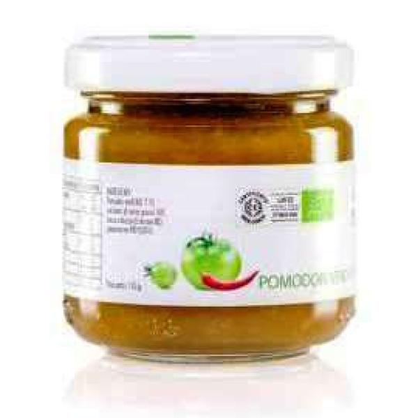 Green tomatoes and chilli pepper artisan organic compote San Michele Arcangelo
