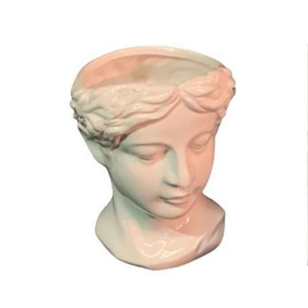 Vaso volto di donna in ceramica bianca lucida - La Ginestra Pollenza