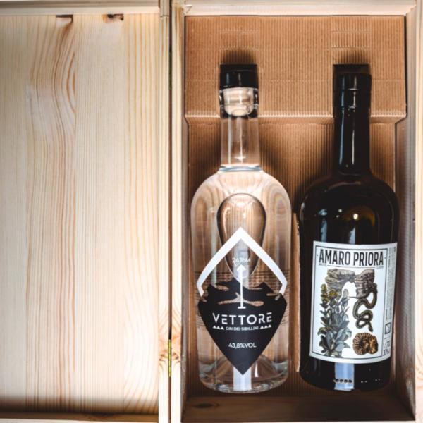 Box Gin & Amaro in legno firmata Sibillini Spirits