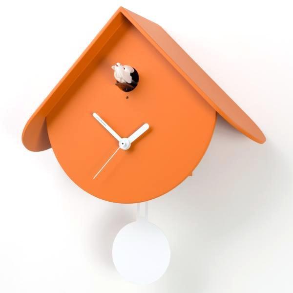 TITTI 2077 orange Domeniconi Cuckoo and pendulum wall clock