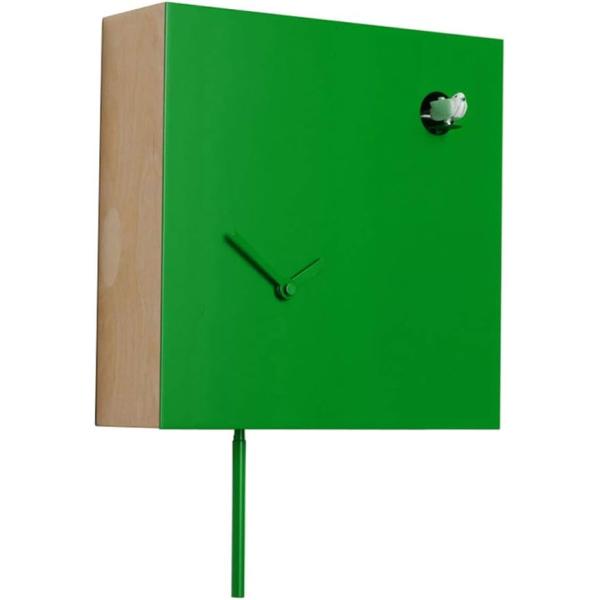 ICONA 225 verde foglia Domeniconi Orologio quadrato con cucu in moderno stile Italiano