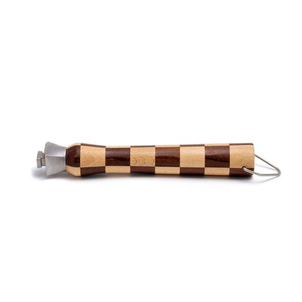 Pan handle in light/dark two-tone beech wood Luchetti collection made in Italy