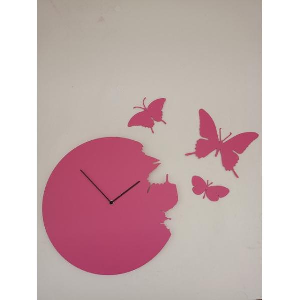 Butterfly ciclamino orologio rotondo completo di un kit di 3 farfalle Diamantini Domeniconi