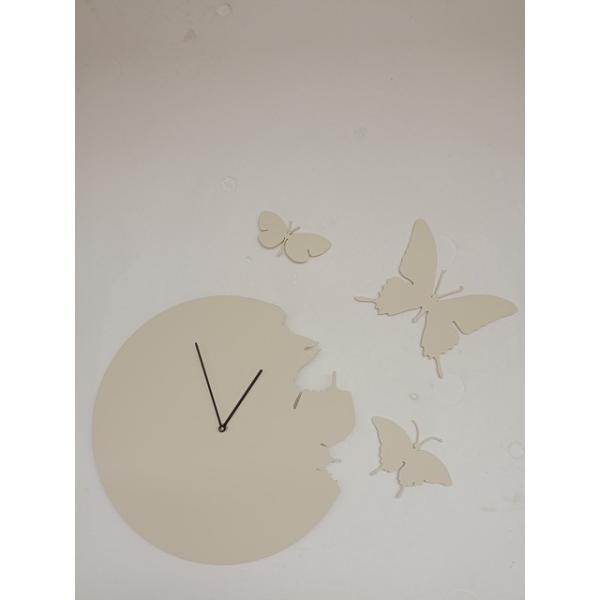 Butterfly avorio orologio a parete + 3 farfalle Domeniconi