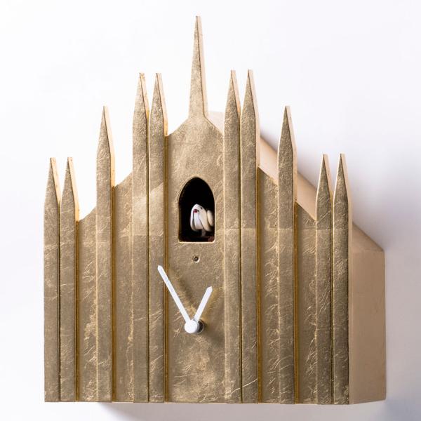 DUOMO foglia oro Domeniconi originale orologio a cucu da appoggio e a parete