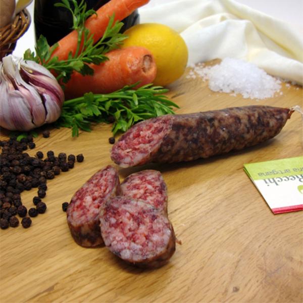 Spicy liver salami Recchi sausage typical of the Marche